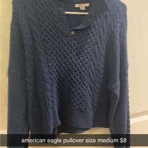 American Eagle Outfitters Navy Cable Knit Sweater